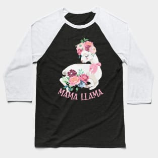 Mama Llama - Cute Alpaca Floral Baseball T-Shirt